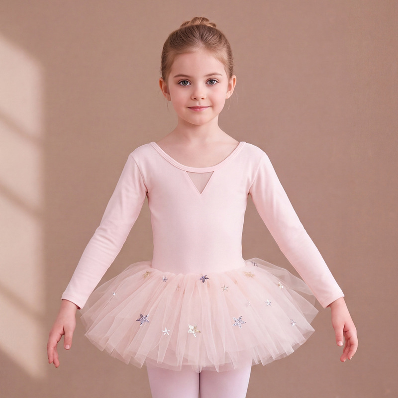 Children's Dance Clothing for Girls, Spring and Autumn Long-Sleeved Chinese Dance Clothing, Practice Clothing, Girls' Dance Clothes, Ballet Skirts, Princess Skirts