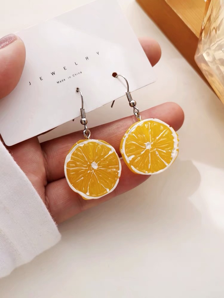 Lemon Slice Drop Earrings Elegant Non-pierced Clip-on Jewelry_voghion.com