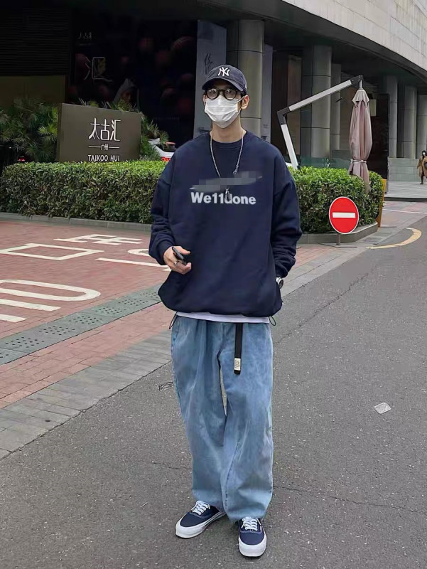 跨境爆款WE11立体印花小熊休闲宽松情侣T恤男女同款卫衣外贸批发|undefined