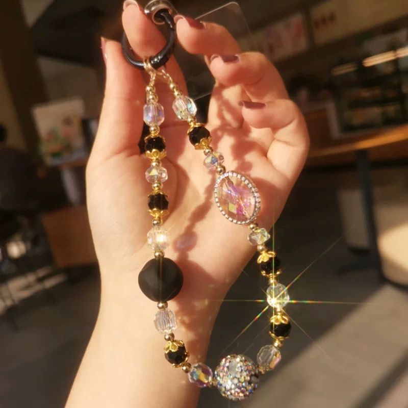 Mobile phone, strap, creative chain natural stone handmade, pendant, with gem