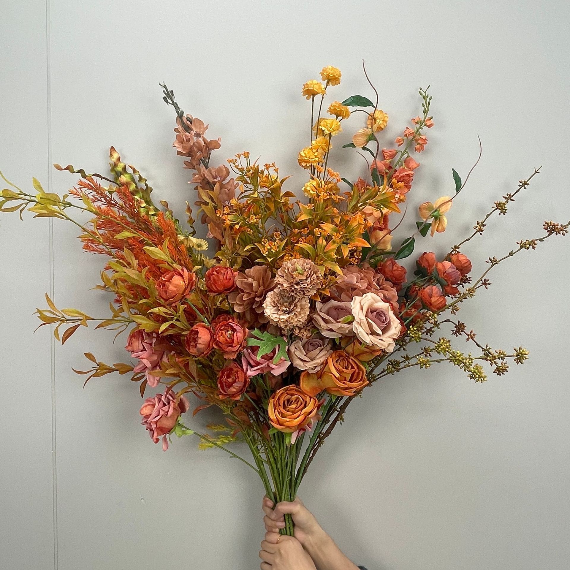 Orange artificial flower wedding artificial flower orange silk flower wedding background wall flower arrangement stage road lead decoration floral