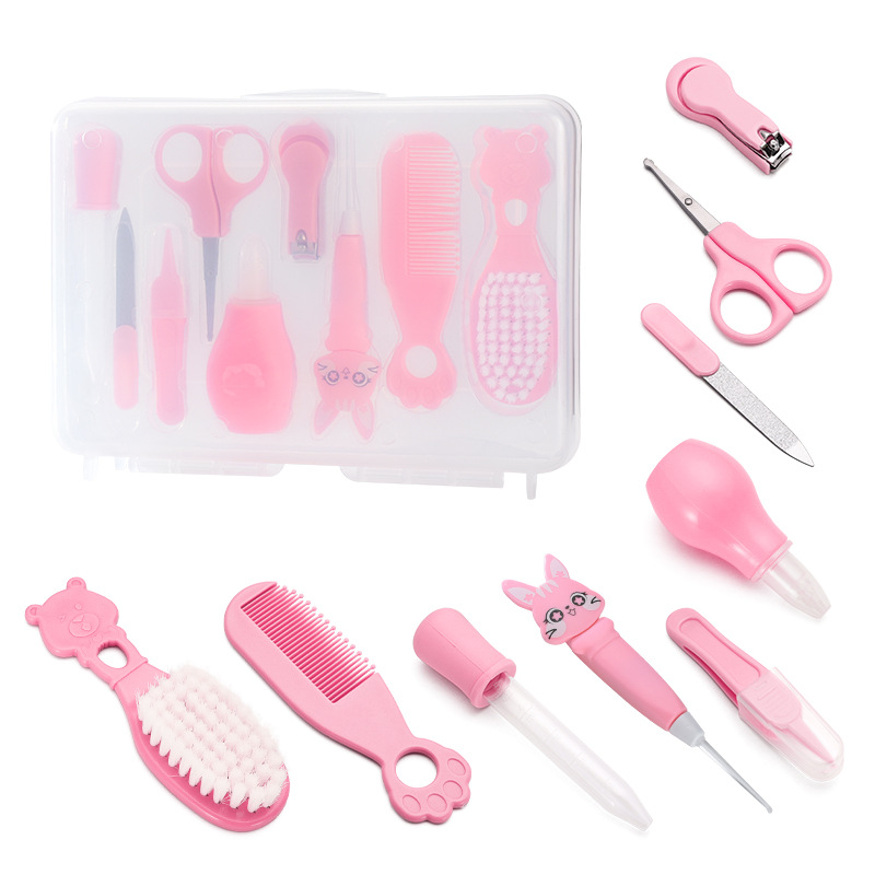 Comercio exterior Juego de cuidado de bebés Cortaúñas para bebés Herramientas de cuidado de cepillos de dientes Peine Cepillo Caja de almacenamiento Juego de 9 piezas image 10