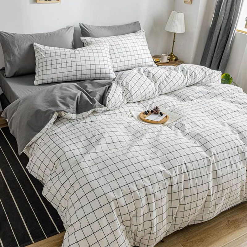 Four-Piece Quilt Cover, Single-Piece Double Student Dormitory Bed Sheets, Three-Piece Washed Cotton Quilt Set, Four-Season