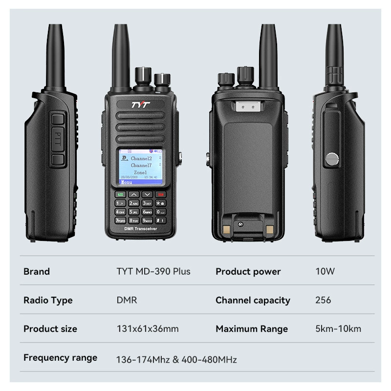TYT MD-UV390 рация с AES256TYPE-C зарядное устройство порт 10W GPS позиционирование