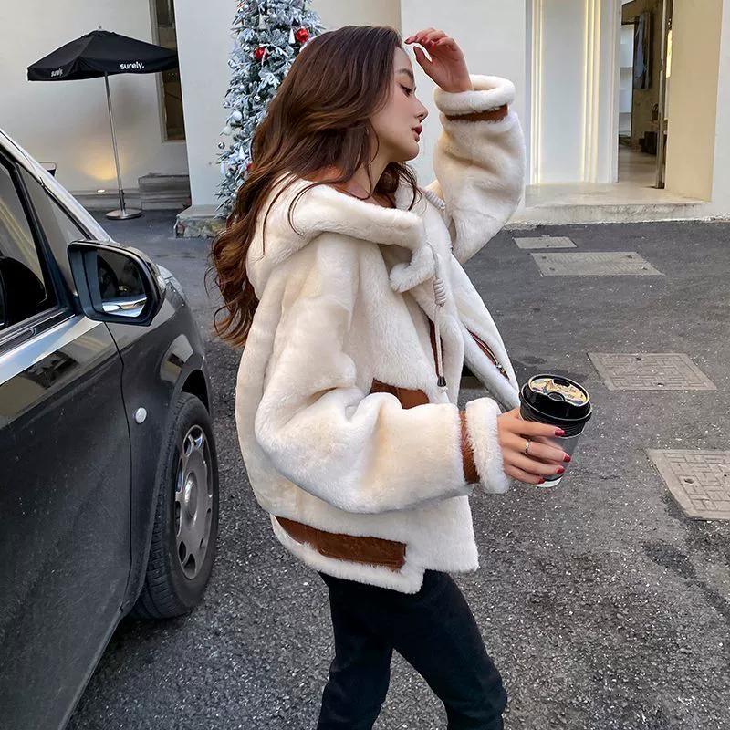 Теплая бархатная зимняя кофта-худи, пуховик