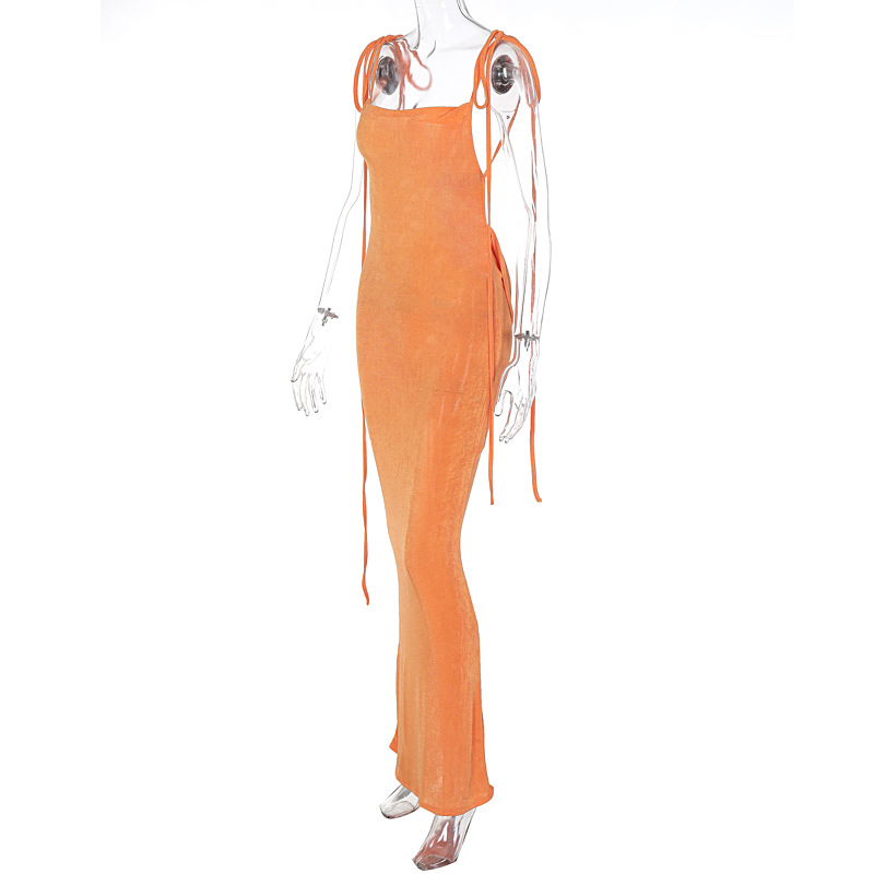 Fashion Solid Color Sleeveless Patchwork Spandex Polyester Maxi Long Dress Sheath Dress display picture 37