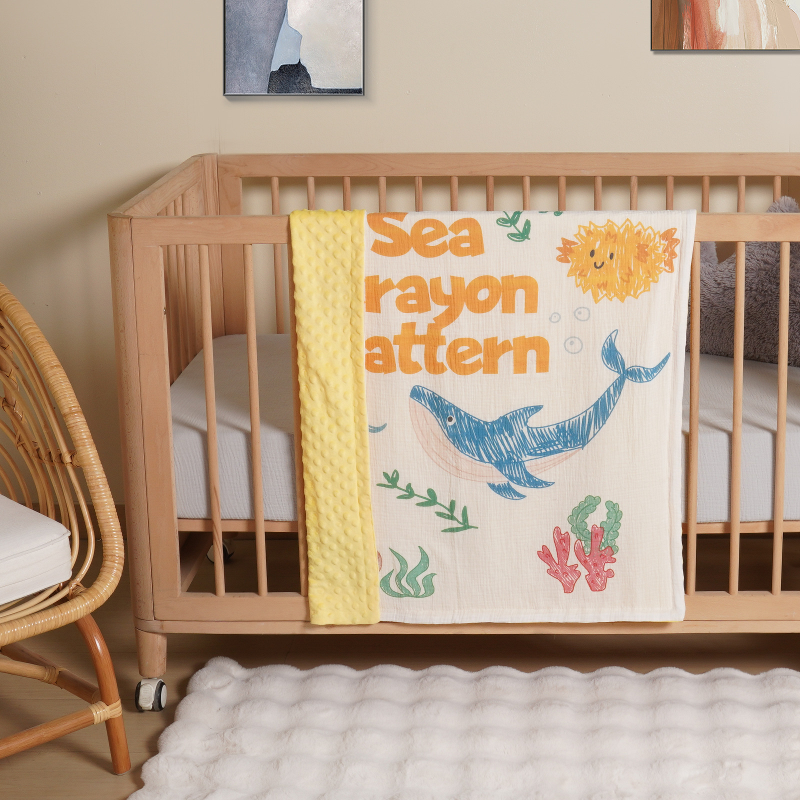 Crepe Fabric Baby Blanket, Infant Swaddle Blanket, Cover Blanket, Newborn Wrap Blanket from Wuxi Tianxiu Textile Products Co., Ltd