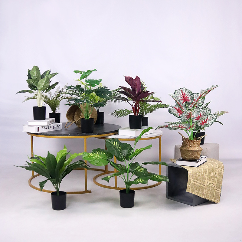 Artificial money plant pot plant set plastic flowers home indoor living room coffee table green leaves balcony decoration item