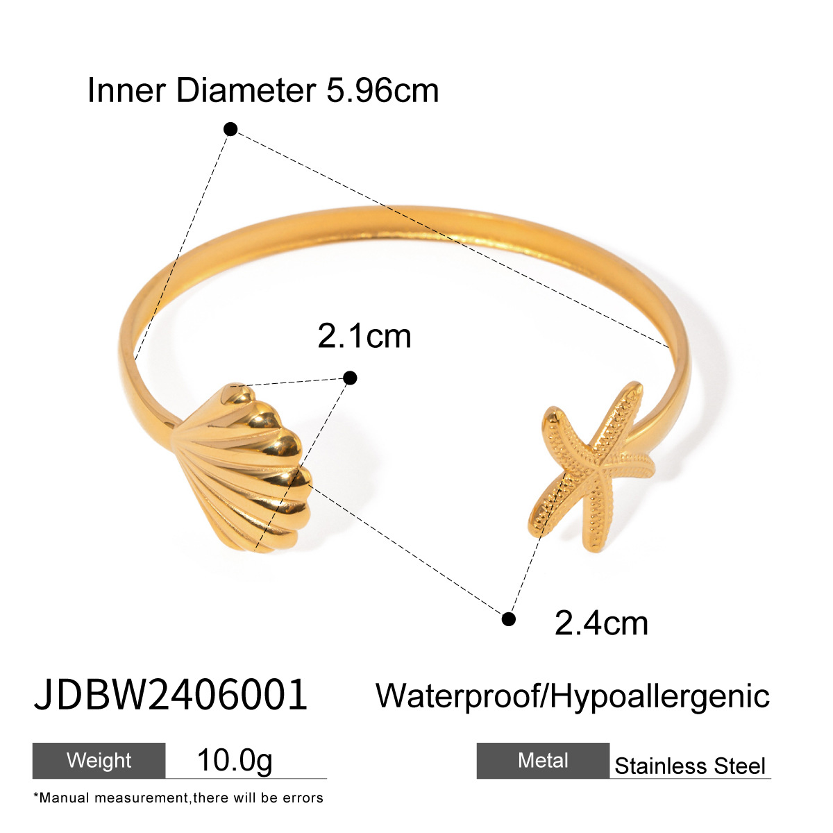 Europa y América de moda transfronteriza estrella de mar conchas abiertas pulsera alta sensación collar de metal de acero inoxidable nicho collar frío