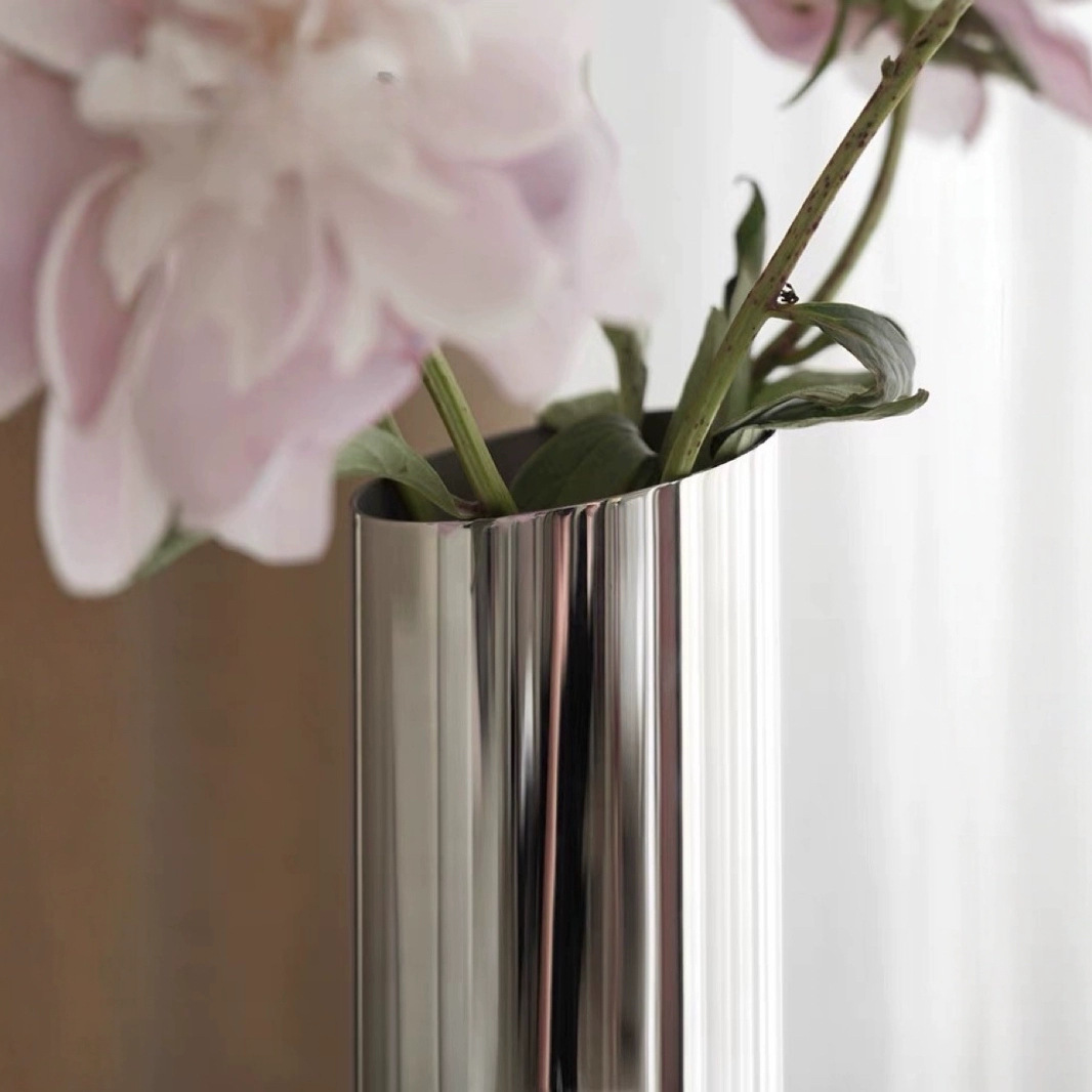 KO estilo nórdico, jarrón, flor de acero inoxidable, botella de flores, flores secas, viento silencioso, decoración de la mesa del comedor de la sala de estar, regalo de inauguración