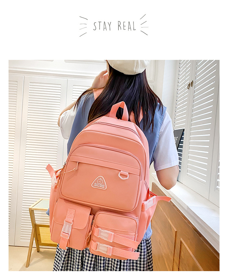 GUIYU Trendy Backpack Set For Middle School - Spacious Canvas Bookbag With Crossbody Strap, Ergonomic Shoulder Support_voghion.com