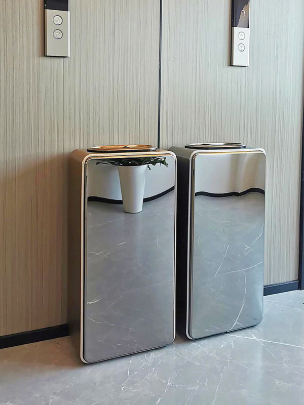 Light Luxury Aluminum Classic Hotel Trash Can, Commercial Use, Company Corridor, Lobby, Elevator Entrance, Standing Ashtray Light Luxury Aluminum Classic Hotel Trash Can, Commercial Use, Company Corridor, Lobby, Elevator Entrance, Standing Ashtray