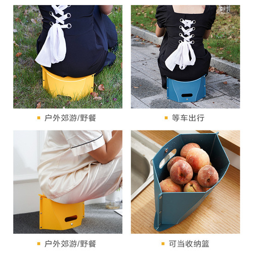 Plastic multifunctional folding stool Outdoor portable small chair portable storage basket Street stall stool Fishing Mazar