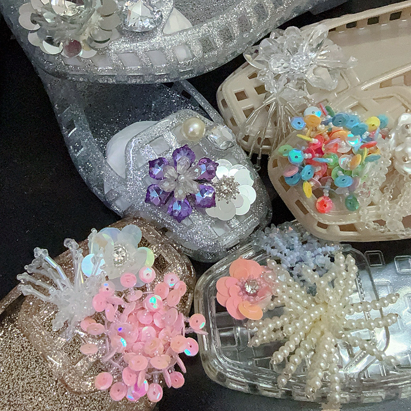 韩国同款亮片花朵鞋花闪钻手工钉珠韩版甜美高级感装饰鞋花鞋饰品