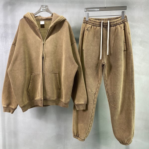 Herrenbekleidung High Street Retro Batik gewaschener alter Kapuzenpullover mit Reißverschluss Übergroßer loser Hoddies-Hoodie_voghion.com