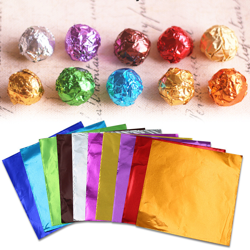 棒棒糖包装纸多尺寸彩色光面锡纸包装巧克力茶叶100张包铝箔纸|ms