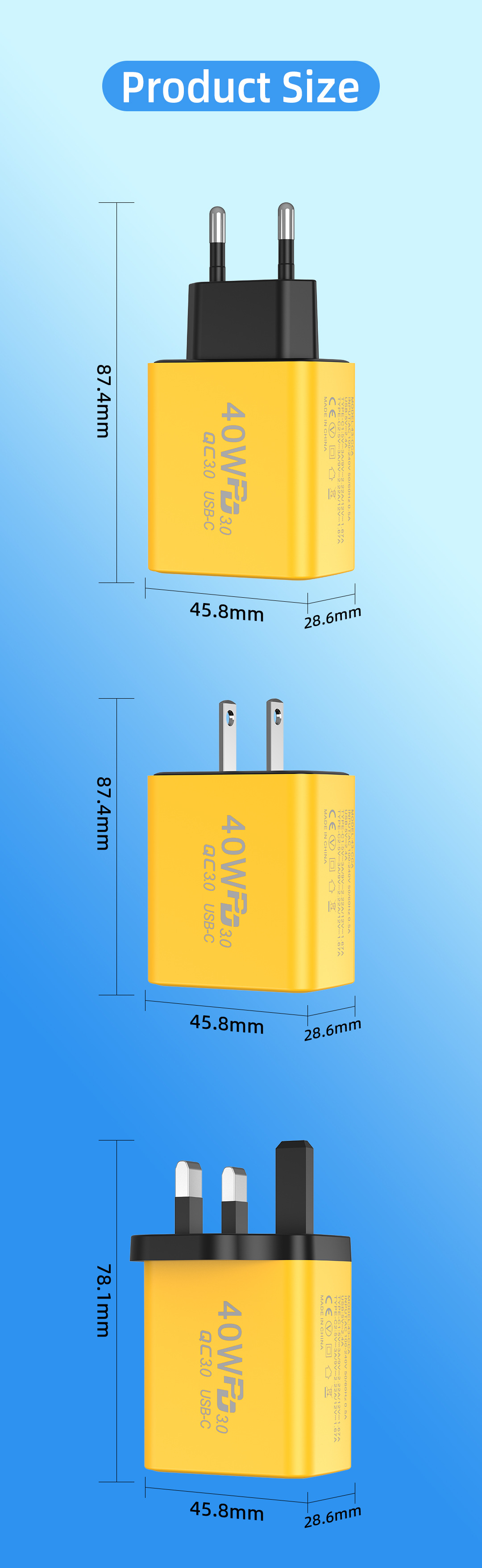New USB+2PD Type-c Mobile Charger Multi port American, European, and British Travel Fast Charging Head_voghion.com