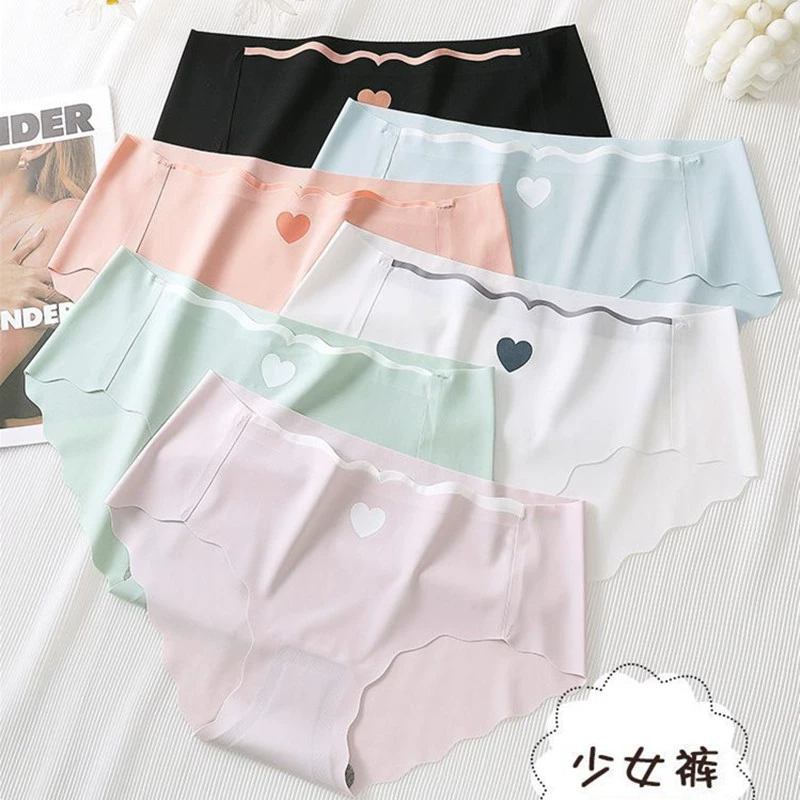 Тонкое бесшовное нижнее белье из ледяного шелка в японском стиле, женские дышащие сексуальные трусы больших размеров со средней талией и шаговым швом из чистого хлопка