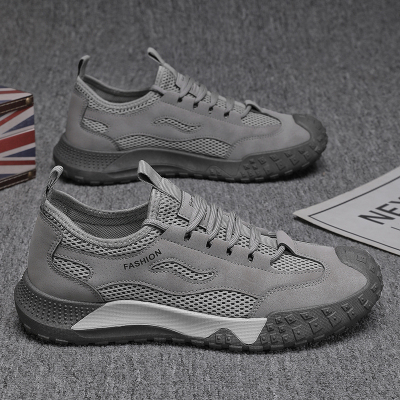 Zapatos de seguro laboral, zapatos de hombre, malla transpirable de verano, zapatos de red huecos, zapatos deportivos, zapatos de trabajo al aire libre de ocio antideslizantes y resistentes al desgaste