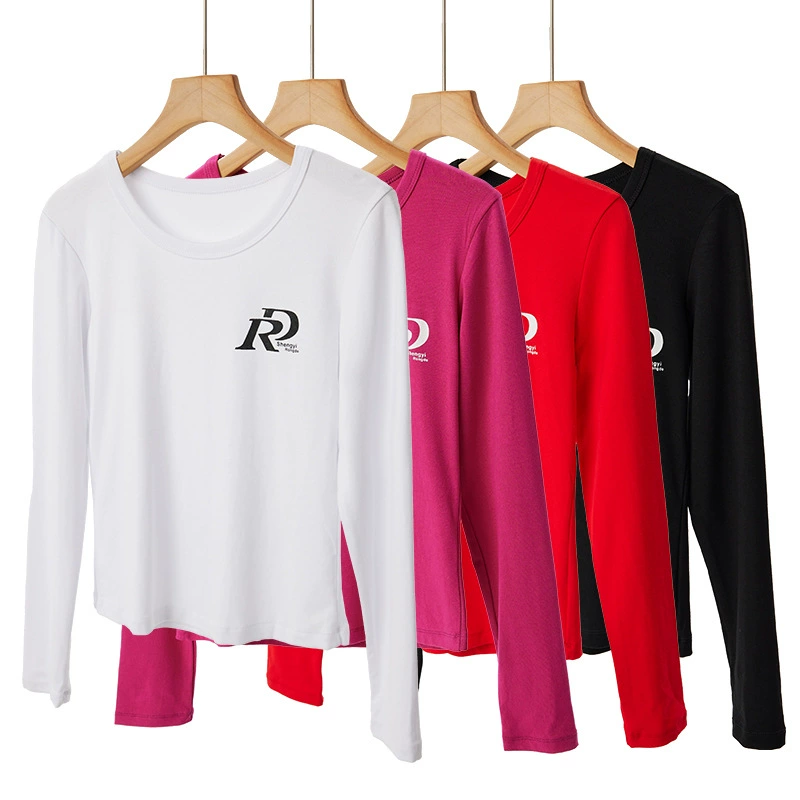 Осенний новый спортивный костюм: футболка с длинным рукавом из ребристого хлопка, одежда для квадроцикла (танцев на площади) для женщин, модель 2413