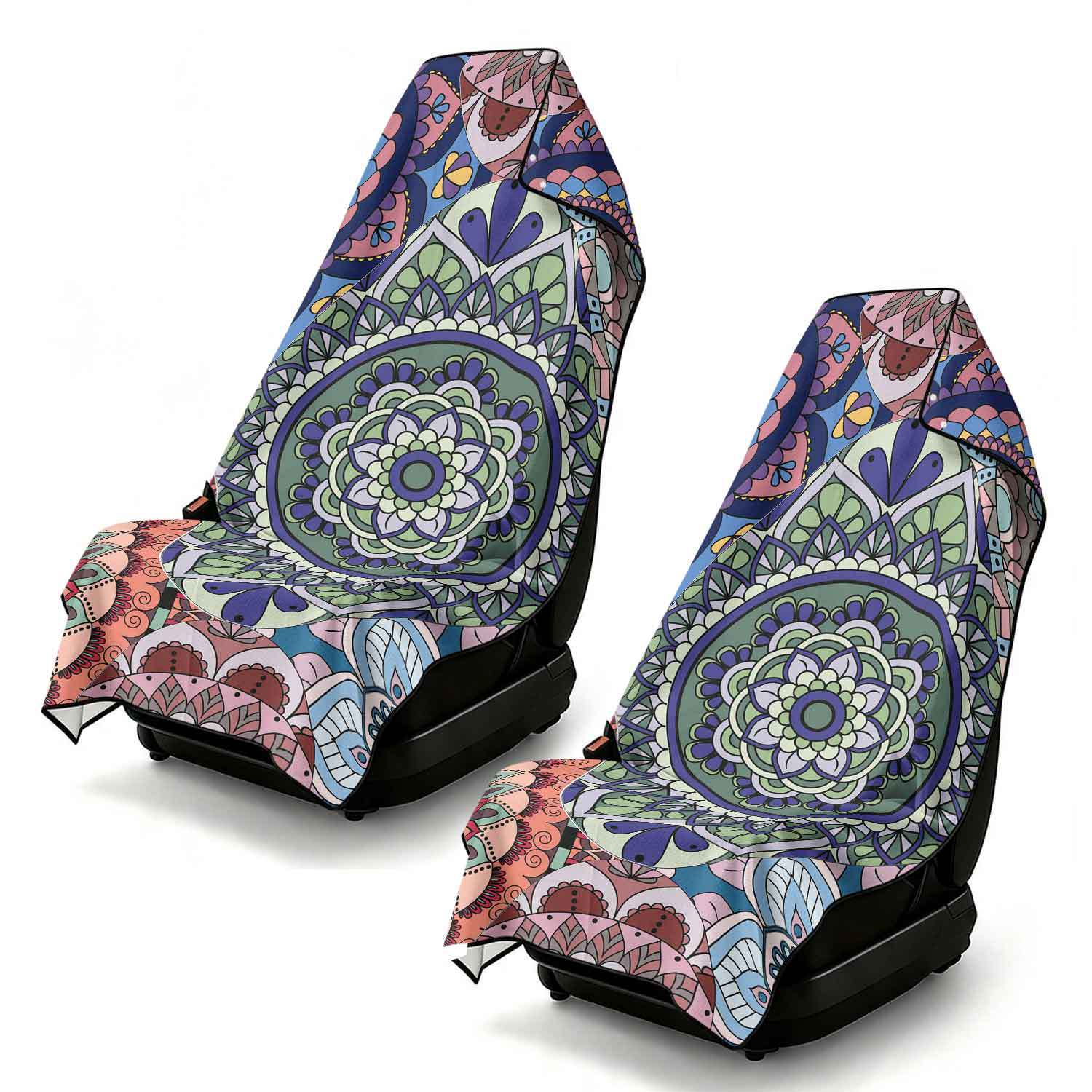2-piece dual-use car seat cover, ultra-fine fiber, can be used as a beach towel, printed car protective seat cover 6
