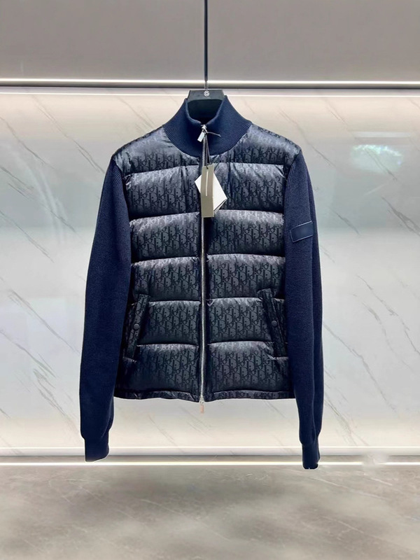 【现货】字母D高品质羊毛针织羽绒服拼接男士秋冬白鸭绒保暖外套|undefined