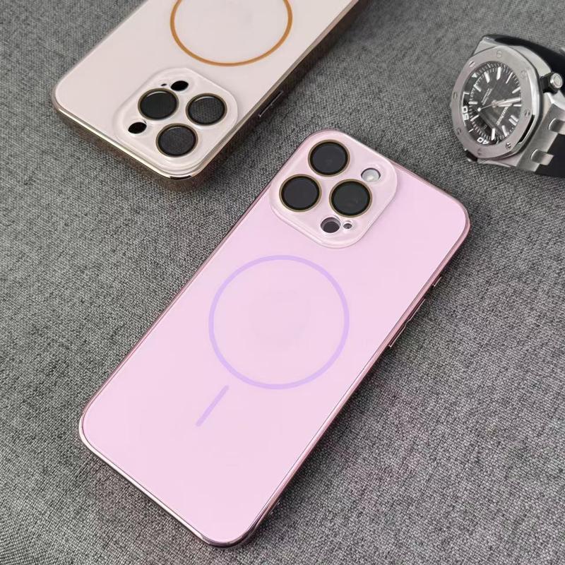 Suitable IPhone 17 Pro Max Phone Case, High-end Electroplated Matte Fine Ring Magnetic Suction Protective Cover For_voghion.com