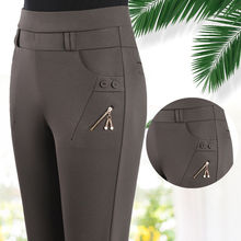 新款妈妈裤子春夏季高腰弹力女裤显瘦大码休闲裤中老年小直筒长裤