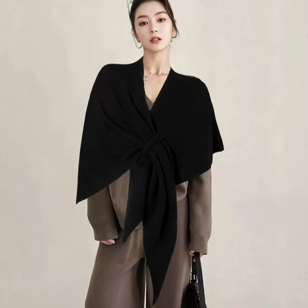 Autumn and Winter Women's Outer Triangle Scarf with Wool Shawl Cloak High-End Shawl Blanket Small Waistcoat Cloak