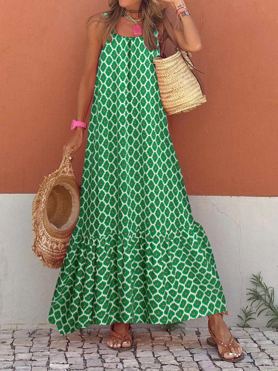 Damen Sommer Maxi Kleid Im Boho Stil V-ausschnitt Rüschen Design_voghion.com