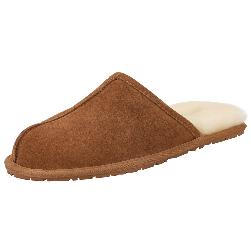 Factory Direct Supply Plus Velvet Slippers Genuine Leather Cow Suede Fabric Sheepskin Lining Home Men's Slippers