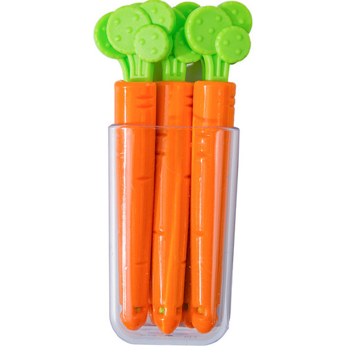 Creative Cute Carrot Seal Clips, Food Snack Seal Clips Magnetic Refrigerator Sticker Storage Box 5-Pack