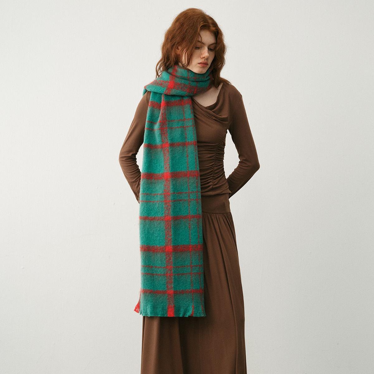 Bufanda de cuadros otoño invierno mujer de lana suave y capa_voghion.com