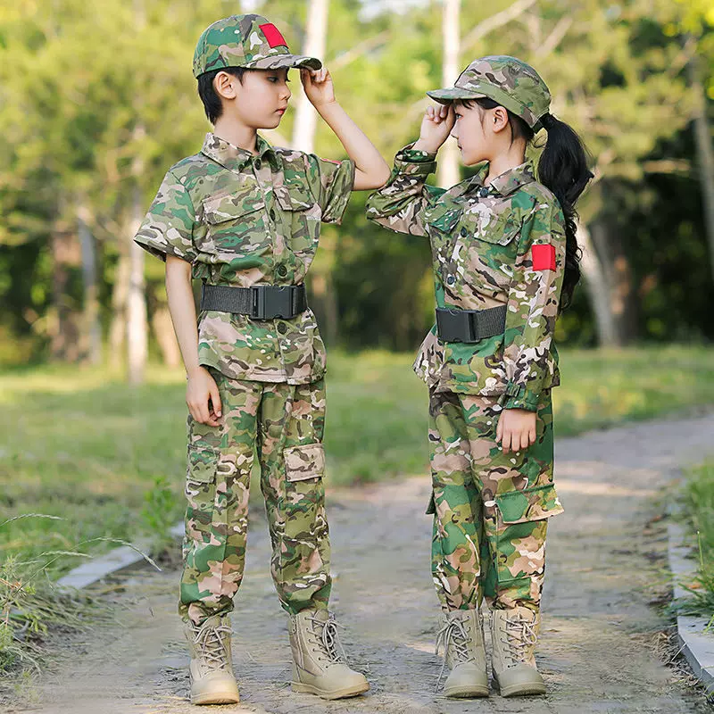 儿童迷彩服套装短袖训练服男童特种兵户外拓展夏令营中学生军训服