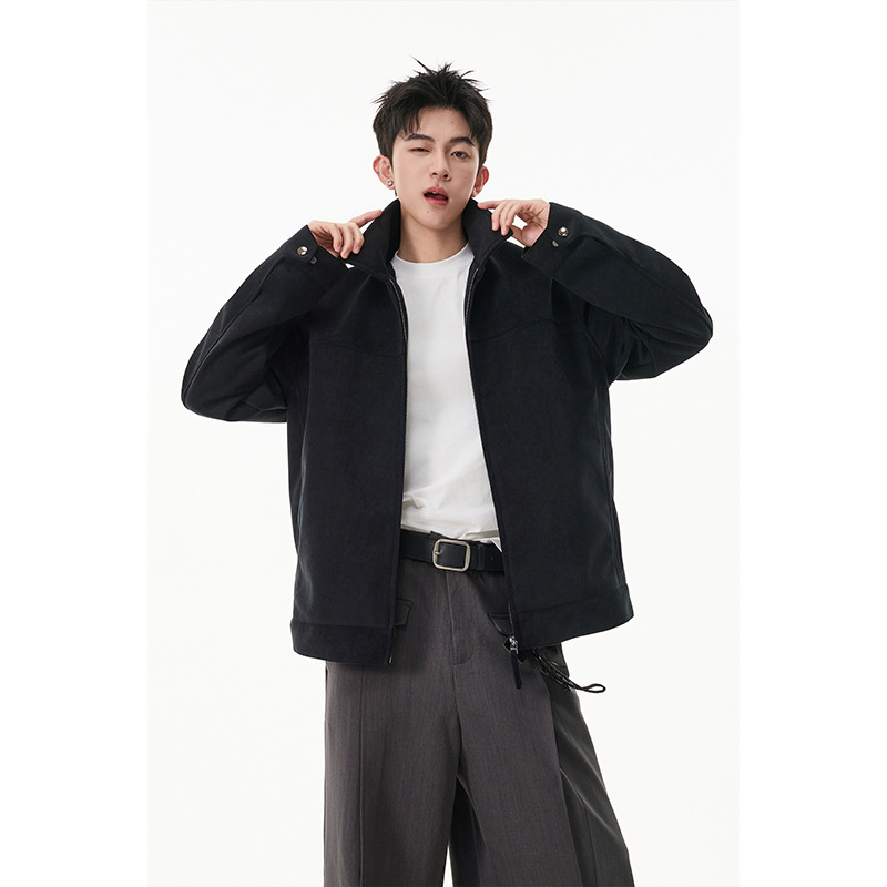 American-Style Lapel Jacket for Men, Autumn Loose Fit Textured Cotton Jacket, Cleanfit Casual Suit Shirt Jacket