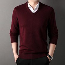 濮院厂家直发男式冬季新款加厚鸡心V领毛衣套头男长袖针织衫打底