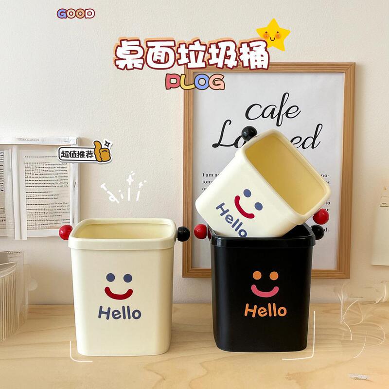 Mini Small Trash Can Desktop Home Cute Countertop Coffee Table Bedside Bedroom Office Table Press Ring Waste Paper Basket