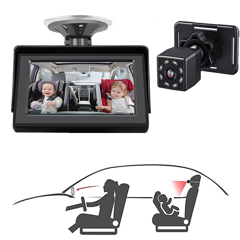 Cross-Border Popular Baby Monitoring Car Display 4.3inch Suction Cup Car-Mounted Lcd Monitor