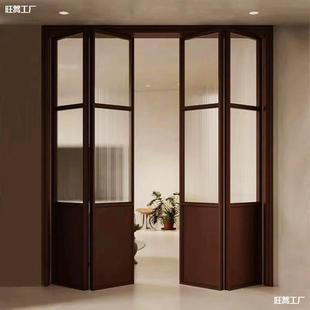 Bathroom French Door Solid Wood Folding Door Partition Door Cream Style Door Double Door Glass Door Open Wedding Room