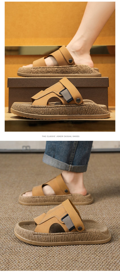Dép sandal nam quai ngang mở ngón chân, đế EVA chống trượt, thoáng khí, cỡ lớn — 8012 màu kaki, 8012 đen, 8012m màu chi tiết 11