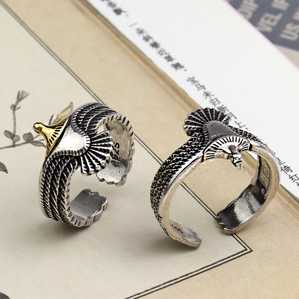 Hip-hop Cool Style Eagle Copper Plating Silver Plated Unisex Open Ring display picture 2