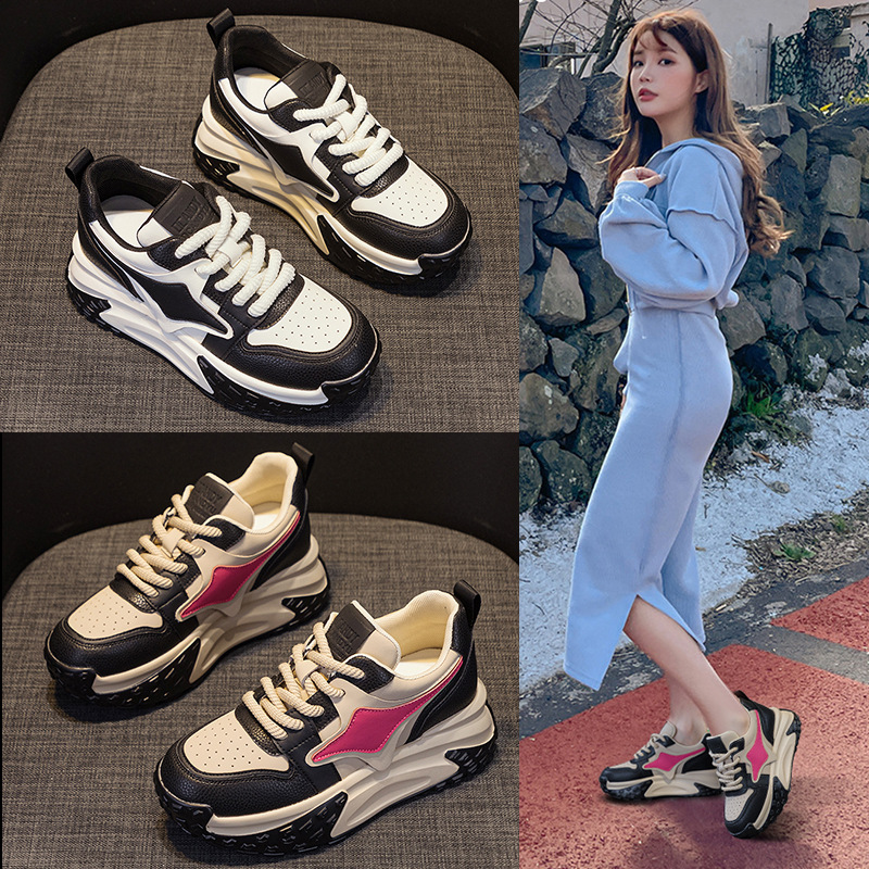 Dad Shoes for Women 2026 Autumn Korean Style Thick-Soled Height-Increasing Versatile Trendy Casual Fashion Shoes for Female Students