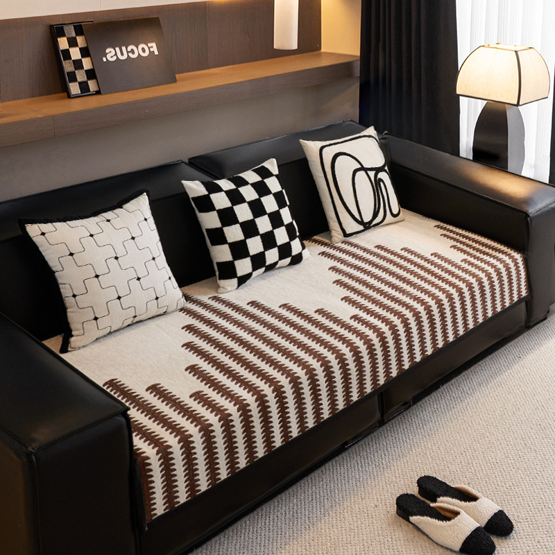 2024 nuevo cojín de sofá Schneider cuatro estaciones lujoso ligero general sensación de alto nivel antideslizante cojín de cuero recto cubierta de tela