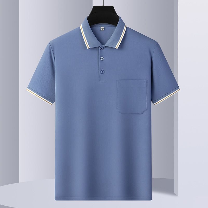 卸売りの新品の男性は半袖のtシャツのポケットのpoloシャツの速乾の氷の糸のお父さんをめくって高級な思いやりの夏を詰めます。|undefined