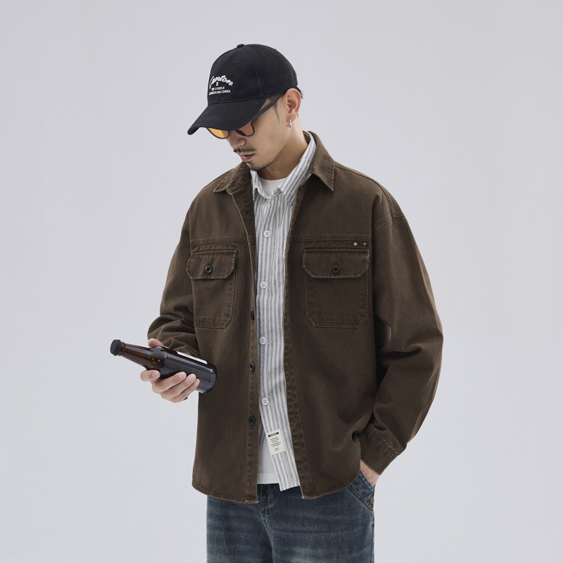 Shanggu Men's Spring New Style Workwear Jacket Shirt Jacket Men's Japanese Style Loose Casual Denim Shirt Men's