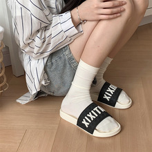 ins潮酷英文字母凉拖2025夏季新款女生户外时尚EVA软底拼色沙滩鞋