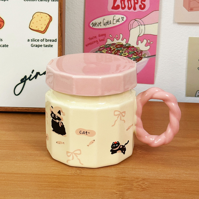 Tazas de regalo de cumpleaños para mujeres tazas de marca con tapa de dibujos animados creativos tazas de cerámica regalo de mano tazas de agua caseras tazas de café para hombres