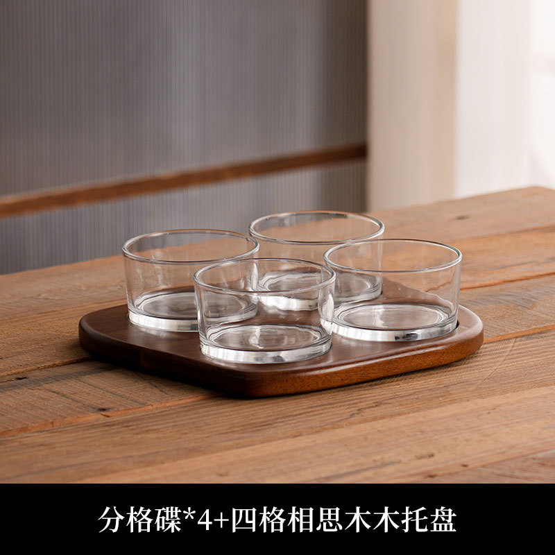 Plato de frutas de madera de amor chino Plato de bocadillos Dim Sum Nueces Frutas Plato dividido con tapa de madera al por mayor