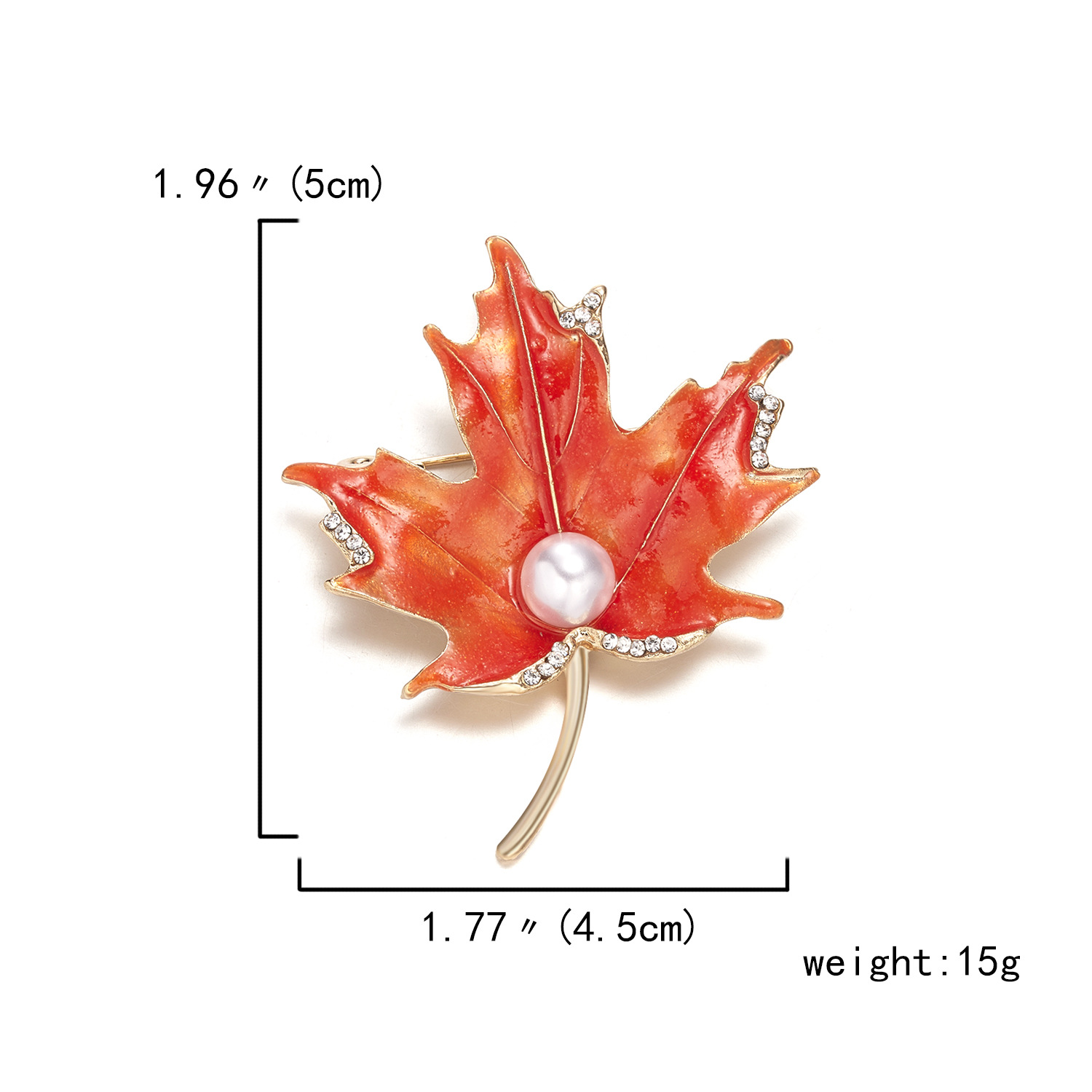 14g Weight Rhinestones, Pearl Inlay Material Simple Style Pin Leaf Maple Leaf Tree Imitation Pearl Alloy Rhinestones Pearl Women's Corsage Brooches