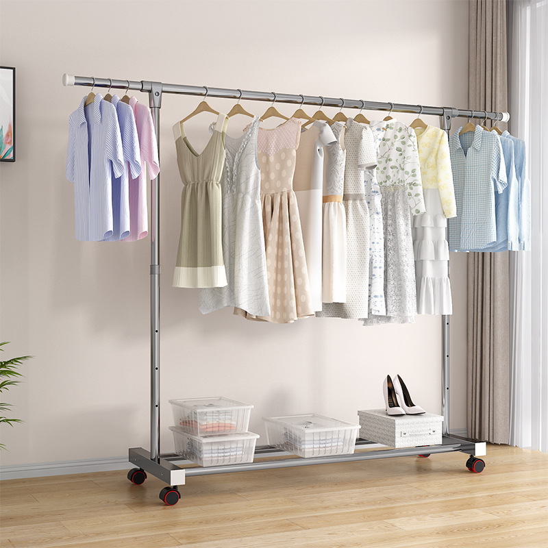 落地家用室内晾衣架卧室简易挂衣架收纳架阳台可移动奶油风衣帽架